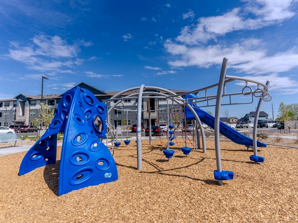 A playground structure at an apartment complex.