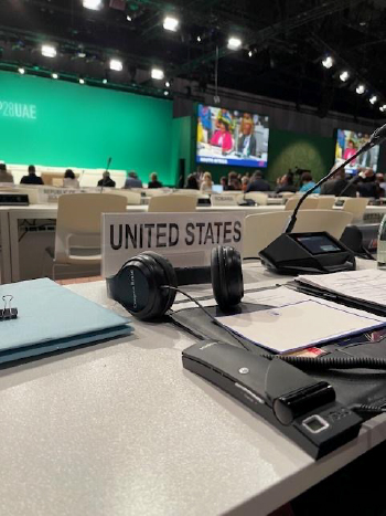 The United States' table at the COP28 conference.