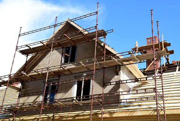  A house being renovated.
    