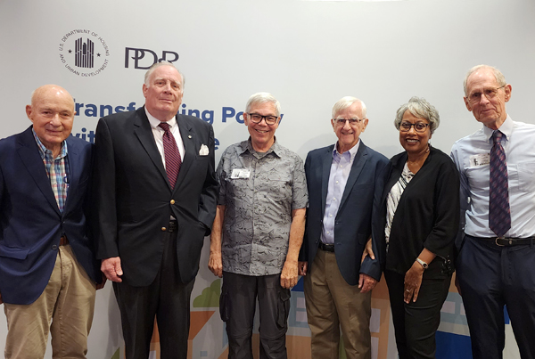 Pictured left to right: Fred Eggers, Bruce Atkinson, Don Darling, Harold Bunce, Pamela Sharpe, and Joe Riley.