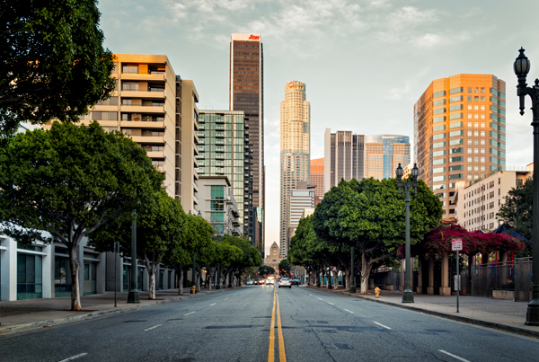 Condominiums and office buildings in downtown Los Angeles, California.