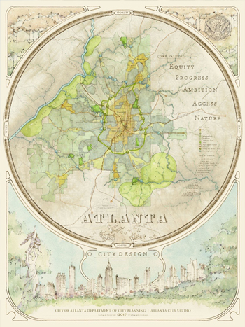 Stylized map of Atlanta.