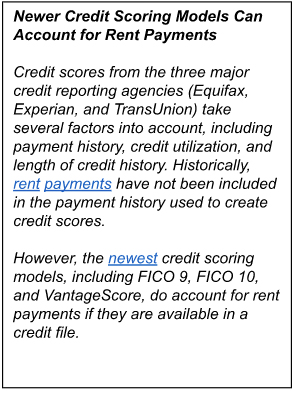 Newer Credit Scoring Models Can Account for Rent Payments