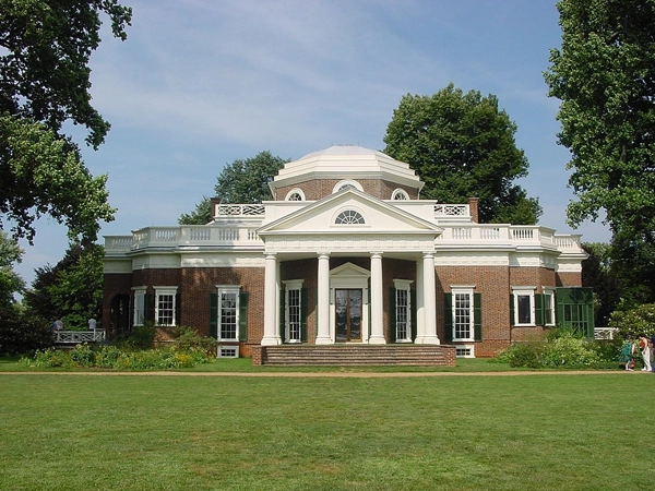The front of Thomas Jefferson's Monticello.