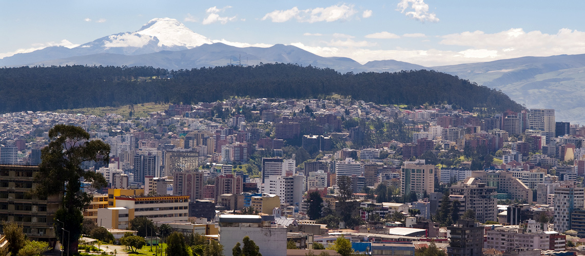 Photograph showing the city of Quito, Ecuador in front of the Pichincha skyline. Photograph showing the city of Quito, Ecuador in front of the Pichincha skyline.