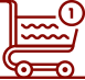 Shopping cart icon with a circle hovering over it with a '1' representing the items in the cart.