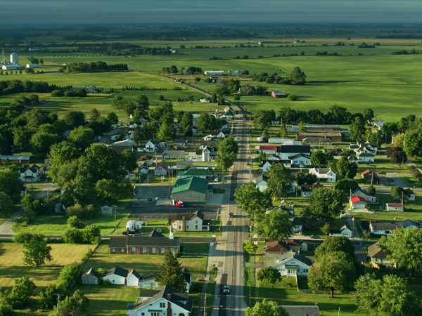 Photo of a rural neighborhood. Photo of a rural neighborhood.