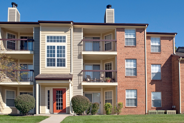 An apartment complex. An apartment complex.