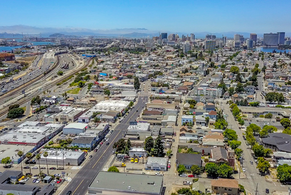 Aerial view of Oakland, California. Aerial view of Oakland, California.