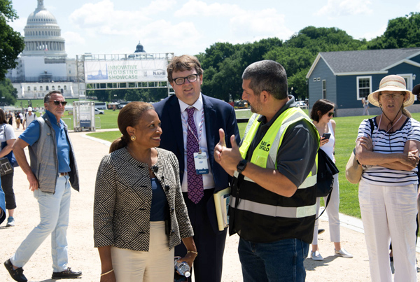Photo of HUD Deputy Secretary Adrianne Todman with Todd M. Richardson, General Deputy Assistant Secretary, Office of Policy Development and Research, and CEO of Black Buffalo 3D, Michael Woods. Photo of HUD Deputy Secretary Adrianne Todman with Todd M. Richardson, General Deputy Assistant Secretary, Office of Policy Development and Research, and CEO of Black Buffalo 3D, Michael Woods.