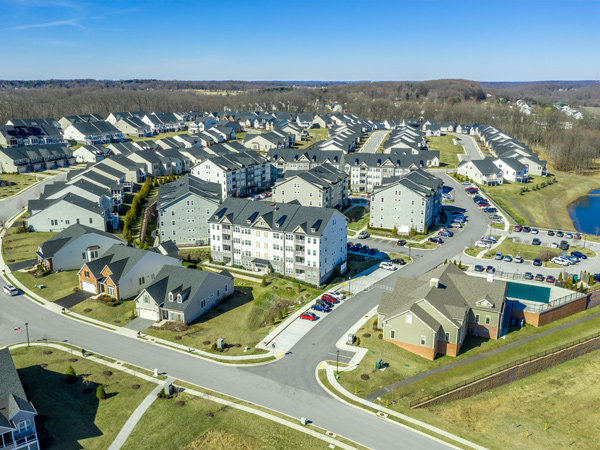 Photo of a residential community with various housing.